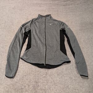 Nike Dri-Fit Reflective Double Zip-Up Running Jacket Gray Black Size S
